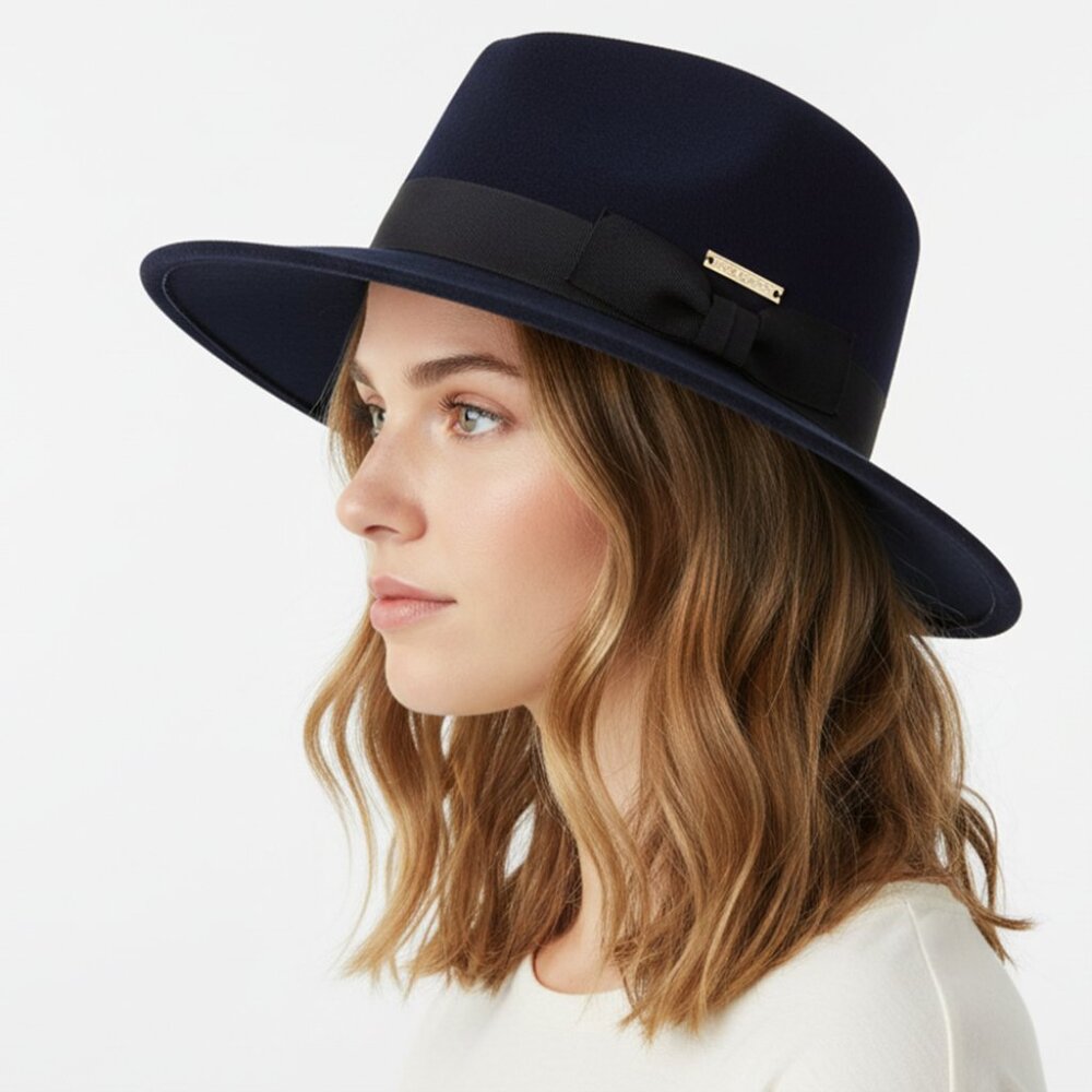 Vince Camuto: Women's Velvet Panama w/Grosgrain Bow Hat